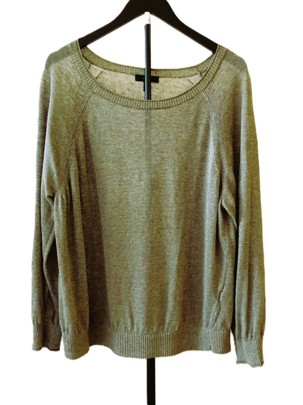J.Crew Linen Blend Scoop Neck Long Sleeve Top  Semi Sheer Olive Green Size XL